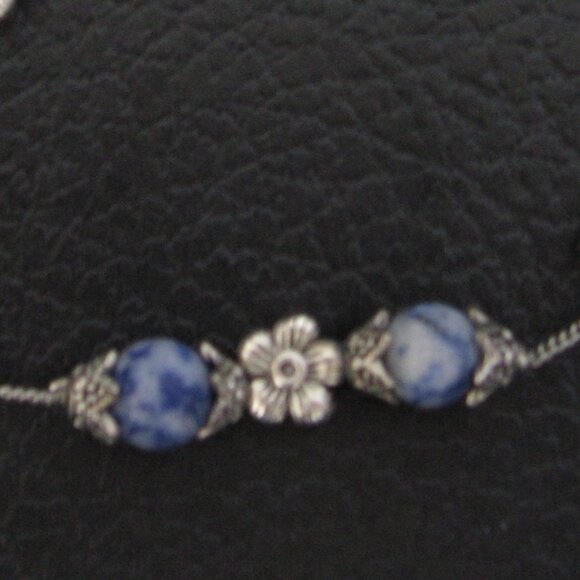 Silver Colored Bracelet with Blue Beads - Picture 2 of 4